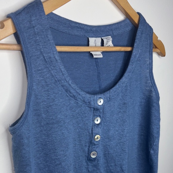 Joie Blue 100% Linen Sleeveless Henley Tank Top - Picture 3 of 12